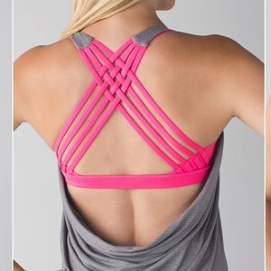Lululemon open back Wild Tank top in Heathered Slate / Raspberry Glo Light
